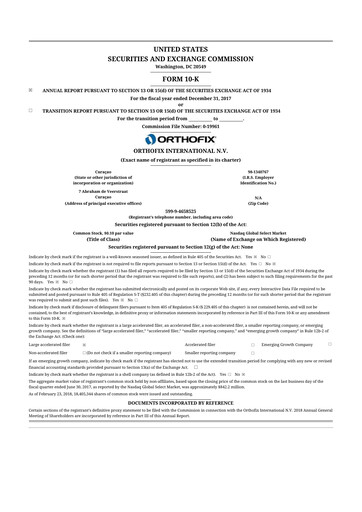 Thumbnail Orthofix Medical
 10-K Annual Report 2017