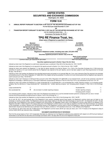 Miniature TPG Real Estate Finance Trust
 10-K Rapport annuel 2017