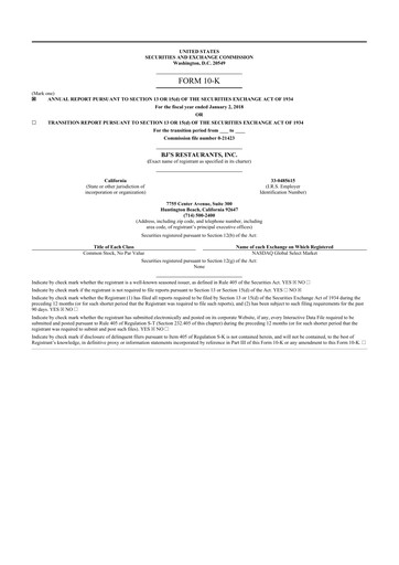 Thumbnail BJ's Restaurants
 10-K Annual Report 2017