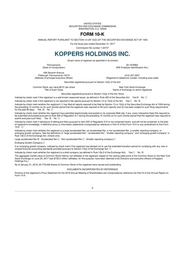 Thumbnail Koppers Holdings 10-K Annual Report 2017
