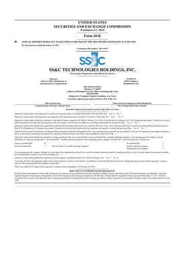 Thumbnail SS&C Technologies
 10-K Annual Report 2017