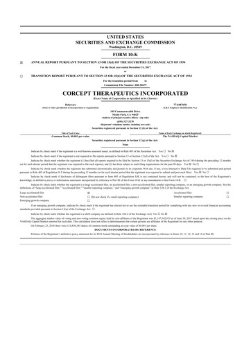 Thumbnail Corcept Therapeutics
 10-K Annual Report 2017