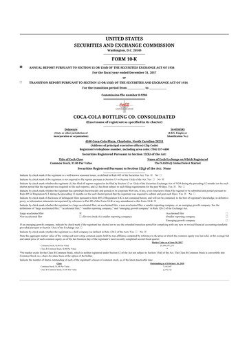 Thumbnail Coca-Cola Consolidated 10-K Annual Report 2017