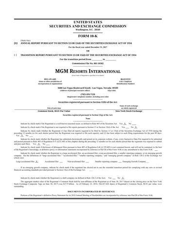 Thumbnail MGM Resorts

 10-K Annual Report 2017