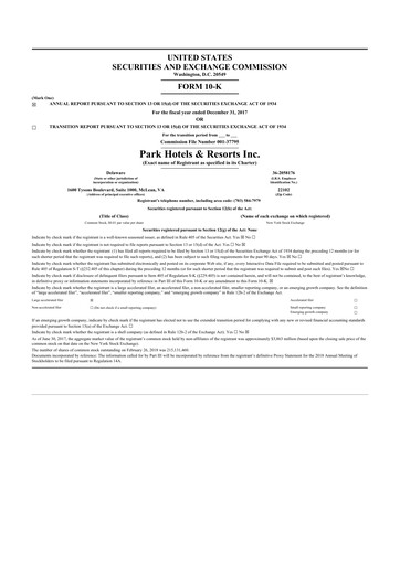 Thumbnail Park Hotels & Resorts

 10-K Annual Report 2017