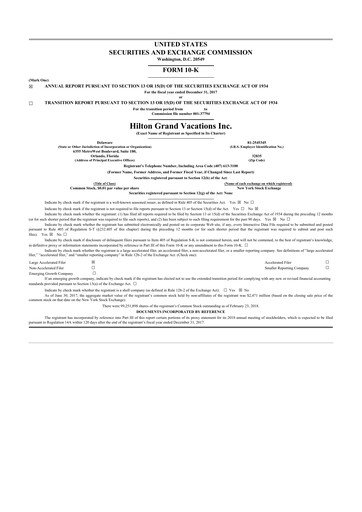 Thumbnail Hilton Grand Vacations
 10-K Annual Report 2017