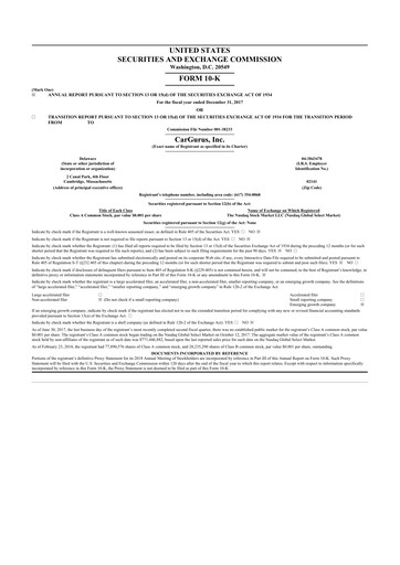 Miniature CarGurus 10-K Rapport annuel 2017