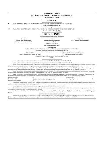 Thumbnail Roku 10-K Annual Report 2017