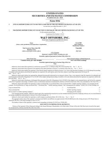 Thumbnail W&T Offshore 10-K Annual Report 2017