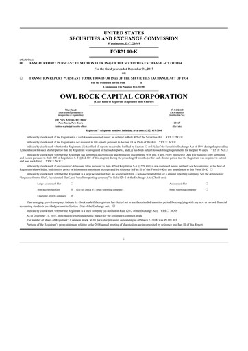 Miniature Blue Owl Capital Corporation 10-K Rapport annuel 