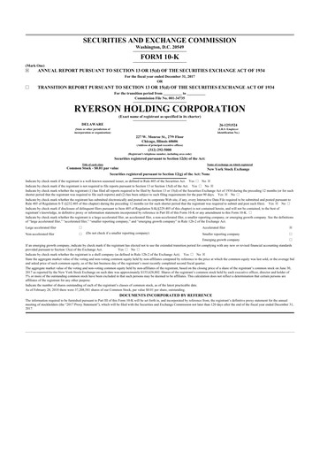 Thumbnail Ryerson 10-K Annual Report 2017