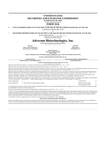 Thumbnail Adverum Biotechnologies
 10-K Annual Report 2017