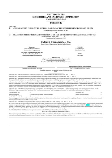 Thumbnail CytomX Therapeutics
 10-K Annual Report 2017