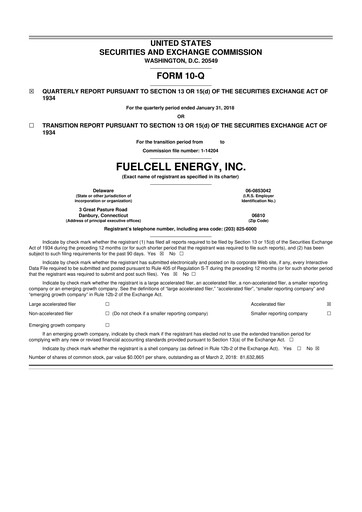 Vorschaubild FuelCell Energy
 10-Q Quartalsbericht 2018 