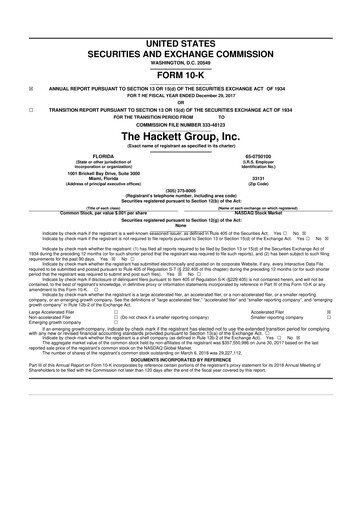 Vorschaubild The Hackett Group

 10-K Jahresbericht 2017