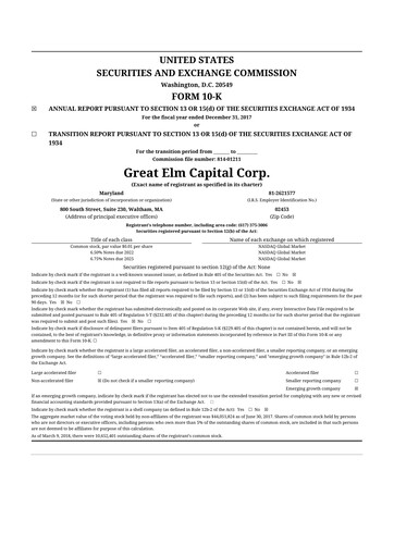Thumbnail Great Elm Capital
 10-K Annual Report 