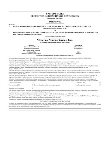Thumbnail Minerva Neurosciences
 10-K Annual Report 2017