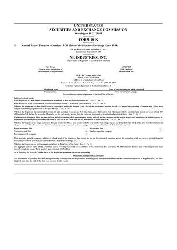 Thumbnail NL Industries 10-K Annual Report 2017