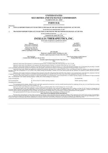 Thumbnail Intellia Therapeutics 10-K Annual Report 2017