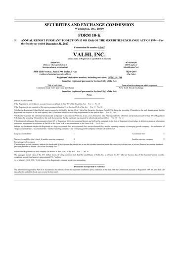 Thumbnail Valhi 10-K Annual Report 2017