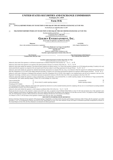 Thumbnail Golden Entertainment
 10-K Annual Report 2017