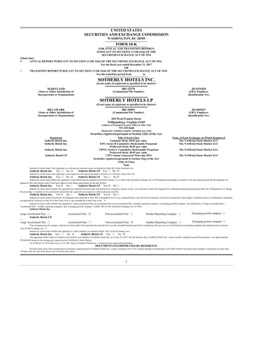 Thumbnail Sotherly Hotels 10-K Annual Report 