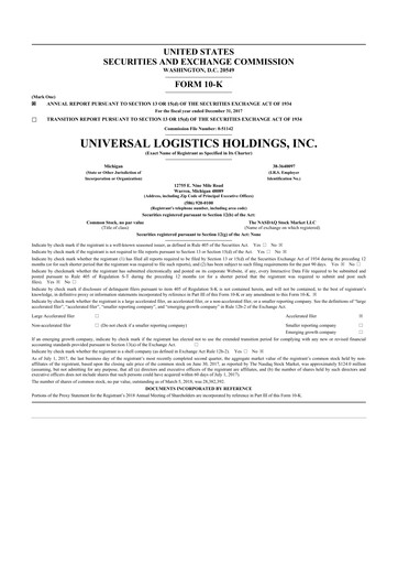 Thumbnail Universal Logistics Holdings 10-K Annual Report 2017