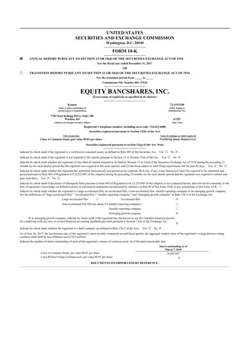 Miniature Equity Bancshares 10-K Rapport annuel 2017