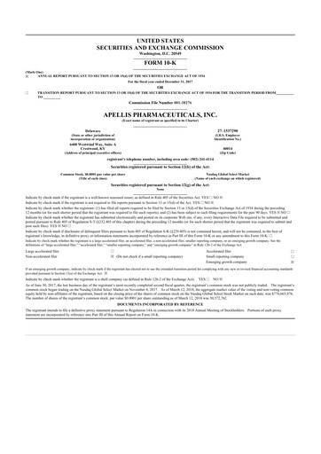 Thumbnail Apellis Pharmaceuticals 10-K Annual Report 2017