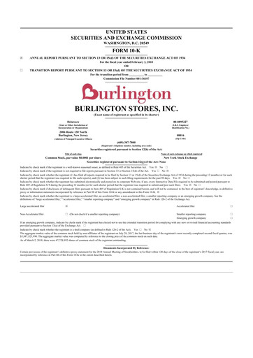 Thumbnail Burlington Stores 10-K Annual Report 2017