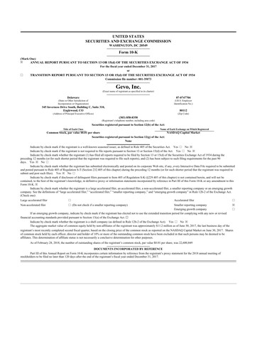 Thumbnail Gevo 10-K Annual Report 2017