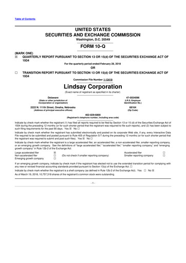 Thumbnail Lindsay Corporation
 10-Q Quarterly Report FY2018 
