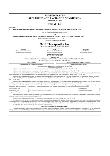 Thumbnail Ovid Therapeutics
 10-K Annual Report 2017