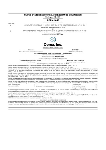 Thumbnail Ooma 10-K Annual Report 2018