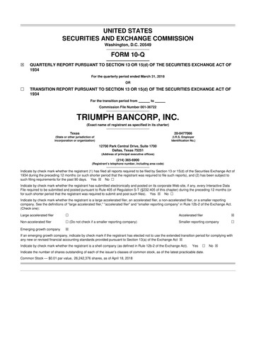 Vorschaubild Triumph Financial 10-Q Quartalsbericht 2018 
