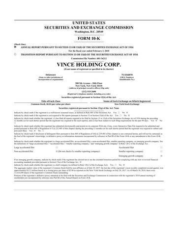 Thumbnail Vince Holding 10-K Annual Report 2017