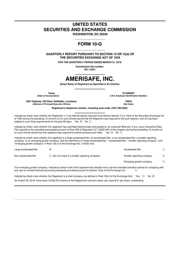 Thumbnail AMERISAFE 10-Q Quarterly Report FY2018 