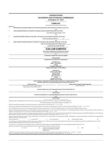 Thumbnail Zai Lab 20-F Annual Report 2017