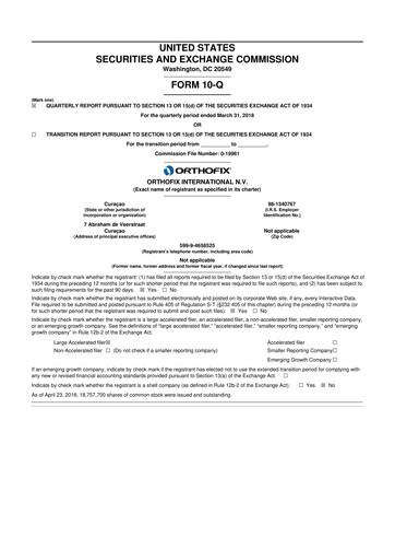 Thumbnail Orthofix Medical
 10-Q Quarterly Report FY2018 