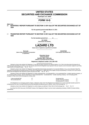 Thumbnail Lazard 10-Q Quarterly Report FY2018 
