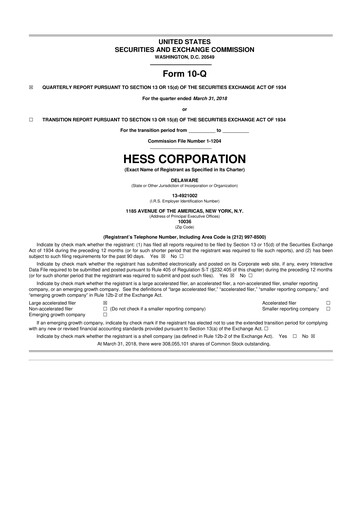 Vorschaubild Hess 10-Q Quartalsbericht 2018 