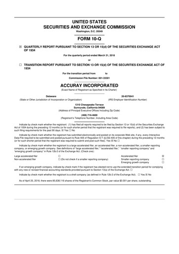 Miniature Accuray 10-Q Rapport trimestriel 2018 