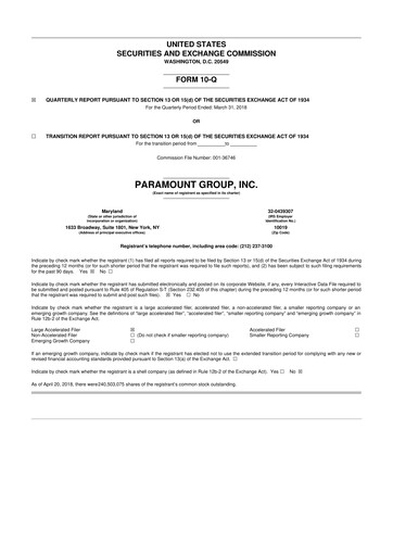 Vorschaubild Paramount Group 10-Q Quartalsbericht 2018 