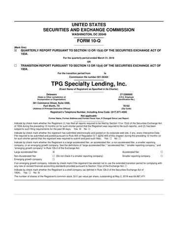 Vorschaubild Sixth Street Specialty Lending 10-Q Quartalsbericht  