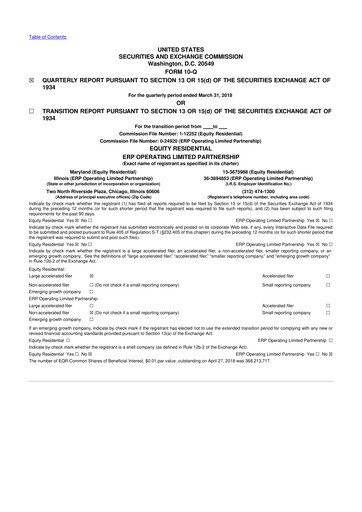 Thumbnail Equity Residential
 10-Q Quarterly Report FY 