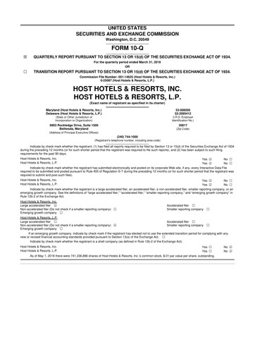 Thumbnail Host Hotels & Resorts
 10-Q Quarterly Report FY2018 