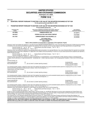 Thumbnail Dominion Energy 10-Q Quarterly Report FY 