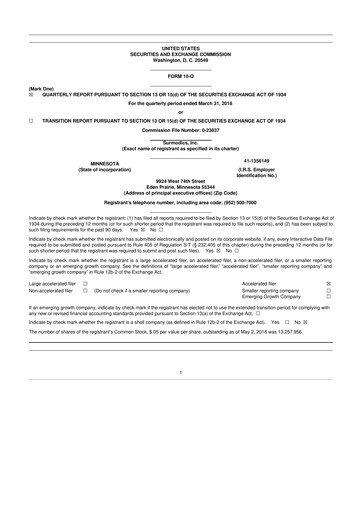 Thumbnail SurModics 10-Q Quarterly Report FY2018 