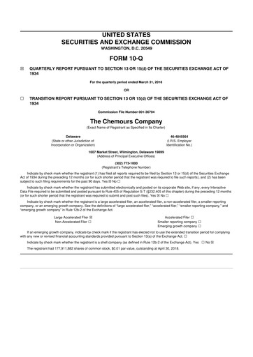 Thumbnail Chemours
 10-Q Quarterly Report FY2018 