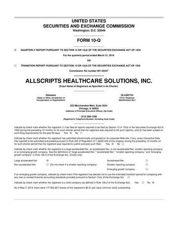 Thumbnail Veradigm 10-Q Quarterly Report FY2018 